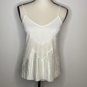 Express Top Cami White Lace Pleating Cami Top